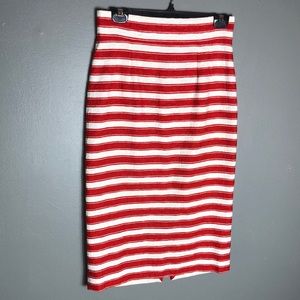 Dolce and Gabbana Red White stripe pencil skirt 42